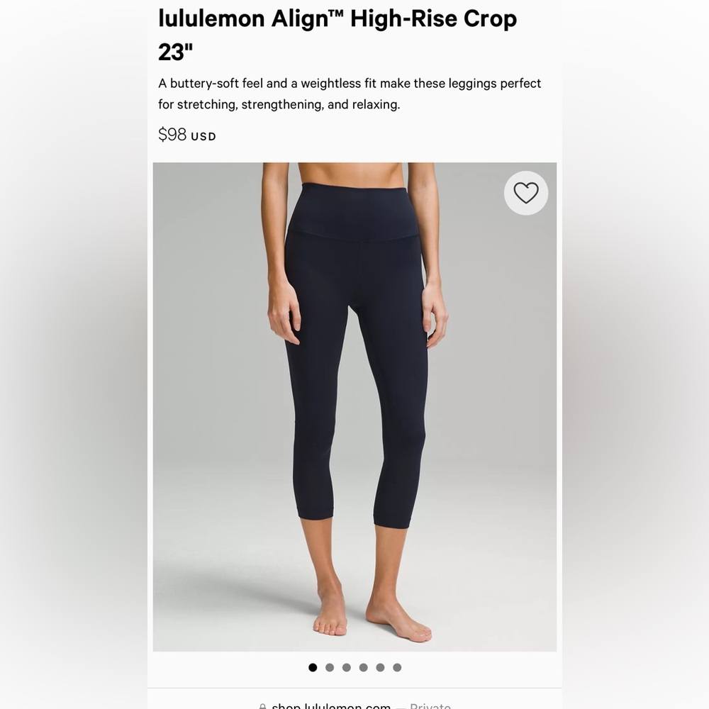 Lululemon Align Crop Legging 23” size 6